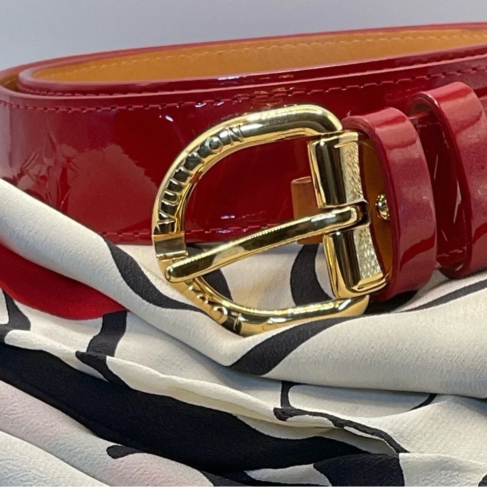 Louis Vuitton Red Monogram Vernis Belt